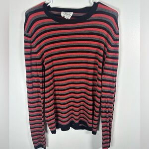 Margaret O'Leary Red , Gray, and Black Striped Crewneck Top size 1